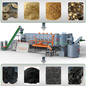 Four de carbonisation continu pour coques de noix de coco avec moteur, structure en acier inoxydable, adapté au traitement de la croûte de palmier et des fruits de palmier - Product Image 1
