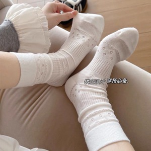 Women Mid Calf Socks Breathable Polyester Fiber Elegant Style Summer Thin Cotton Mesh Long Socks For Dress Shoes - Product Image 3