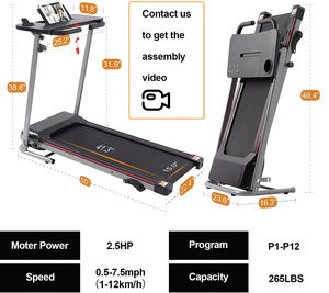 Tapis roulant de bureau KREEDA silencieux et puissant, couleur noir argent, pliable, portable, avec clé de sécurité - Product Image 5
