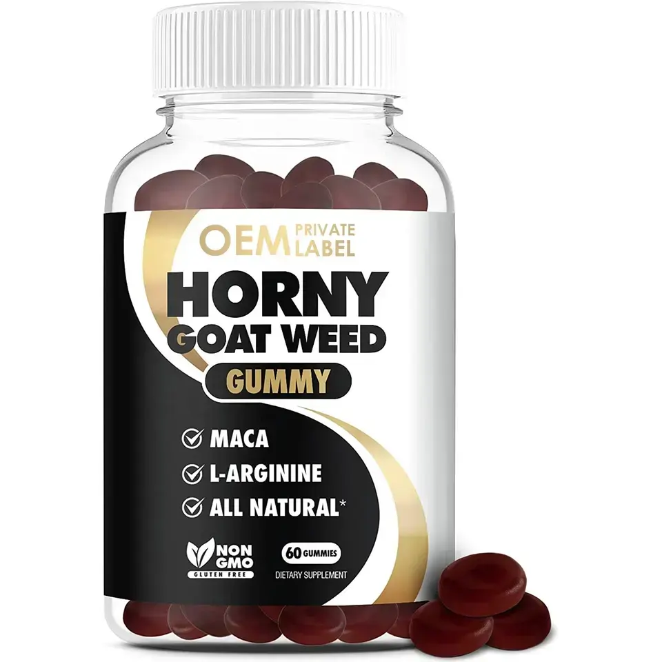 Biocaro OEM Epimedium Horny Goat Weed Gummy with Maca L-arginingBCAA筋肉エネルギー免疫サポート男性強化グミ