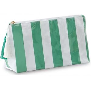 Grande trousse de toilette imperméable en PVC, grande capacité, fermeture éclair, impression personnalisée, rayée, pochette de rangement pour maquillage - Product Image 2