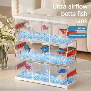 <span class=keywords><strong>Mini</strong></span> <span class=keywords><strong>aquarium</strong></span> moderne en plastique pour bettas, blocs de construction carrés, décorations de bureau pour l'aménagement paysager de la maison - Product Image 6