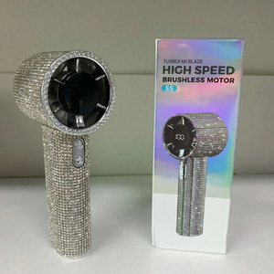Ventilateur portable turbo de luxe entièrement orné de diamants, artisanat haut de gamme, multi-vitesses, longue autonomie, affichage numérique, <span class=keywords><strong>pour</strong></span> <span class=keywords><strong>voiture</strong></span>, extérieur, hôtel - Product Image 5