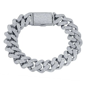 Pulsera de eslabones cubanos de moissanita helada con diamantes para hombre, joyería de diamantes de corte redondo, regalo de fiesta para celebraciones, unisex - Product Image 3