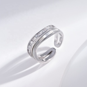 wholesale price plata 925 sterling silver open twisted <b>rings</b> fashion zircon stone geometric vintage <b>adjustable</b> <b>ring</b> for woman - Product Image 2