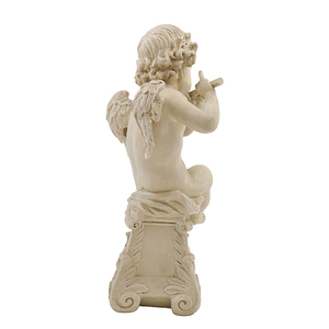 Estatua Antigua de Cupido, Querubín, Ángel Tocando la <span class=keywords><strong>Flauta</strong></span>, Figura de Resina Envejecida para Decoración de Jardín Exterior - Product Image 5