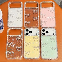 Coque de téléphone PC à strass scintillants avec nœud pour iPhone 18 Pro Max 18 17 16 15, nouveau style, design Ins, protection intégrale 360, motif à pois en relief