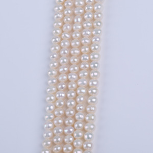 Cadena de Perlas Blancas de 6-7 mm, Perlas Cultivadas de Agua Dulce Naturales, Casi Redondas, para Hacer Collares y Pulseras, Cuentas Sueltas en Forma de Patata Rosa - Product Image 4