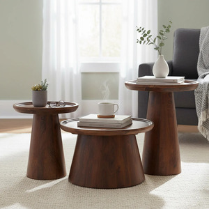 Handcrafted Modern Eco-Friendly Mango Wood <b>Nesting</b> <b>Coffee</b> <b>Table</b> <b>Set</b> of 3 for Living Room Home Furniture - Product Image 1