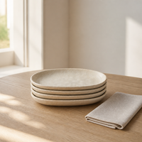 Commerciële keramische bord, crèmewit gespikkeld steengoed, 6,5 inch, vaatwasserbestendig, magnetronbestendig, voor restaurantketens