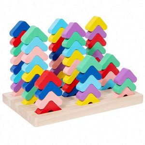 Interesante Juego de Rompecabezas de Desarrollo Temprano para Niños, Bloques de Construcción de Madera con Forma de Arcoíris - Product Image 5