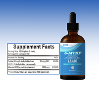 Gouttes de 5-MTHF à Marque Blanche OEM/ODM, L-Méthylfolate 15mg Plus Méthyl B12, Supplément de Vitamines B9 et B12