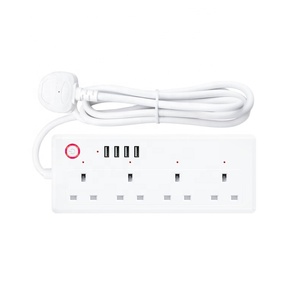 Shenzhen Manufacture Smart <strong>Socket</strong> Tuya UK Four Outlet Plug with USB Port Works with Alexa/Google Assistant PST-SA-P302U - Product Image 1
