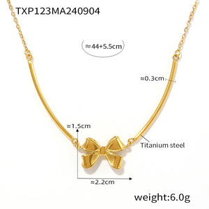Ensemble de boucles d'oreilles collier en acier inoxydable or 18 carats perle d'eau douce double couche avec nœud en forme de coeur chaîne à maillons tendance pour cadeaux - Product Image 5
