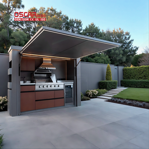 Customized Metallic Texture Weatherproof 304 Stainless Steel Pod with Roller <strong>Door</strong> Patio Garden Picnic Outdoor Kitchen - Product Image 1
