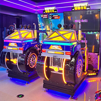 BIGFOOT Simulateur de course d'arcade de luxe à double écran, avec siège de conduite à mouvement pour véhicules tout-terrain, jeux à monnayeur