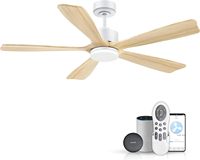 Ventilateur de plafond LED silencieux avec lame en bois massif léger Option de montage encastré Télécommande Moteur à courant continu pour chambre à coucher