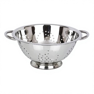 Durable Stainless Steel Eco-Friendly Deep Colander Bowl with Lid Fine Mesh Stable Base Dishwasher Safe Efficient Food <b>Draining</b> - Product Image 1