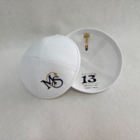 Kippa en lin blanc en gros pour Bar Mitzvah, broderie monogramme personnalisée, doublure imprimée, Yarmulka juive, Kippot, cadeau