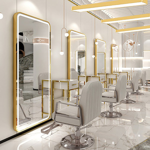 Miroir de Salon LED Doré Professionnel, Meilleure Vente, Prix de Gros Usine, Mobilier Idéal pour Coiffure et Esthétique en Salon de Coiffure et SPA - Product Image 3