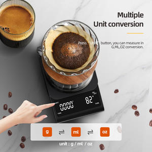 Balance de cuisine numérique portable rechargeable haute précision 0,1 g, minuterie pour le café filtre, 3 kg, personnalisable, transfrontalière - Product Image 4