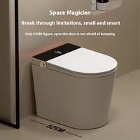 WC monobloc de luxe à double chasse avec siphon, en céramique blanche et ABS, réservoir encastré, fixation au sol, chasse d'eau à débit rapide, séchage à air chaud et commande intégrée