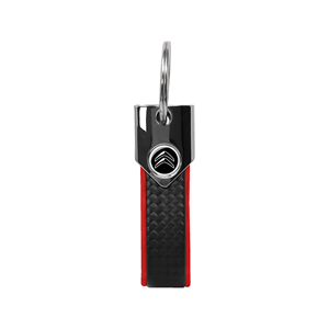 Per Citroen lusso carbonio portachiavi rosso e nero con Logo auto custodia protettiva in pelle di vacchetta per chiavi auto - Product Image 1