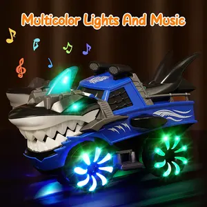 Battery Powered Car Shark Monster Trucks For Kids Big Shark Car Lights Up Toy With Sounds Children Vehicle Monster Truck