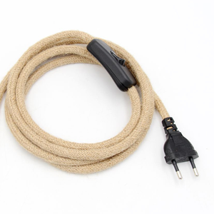 Câble électrique vintage en corde de chanvre avec prise EU, interrupteur et support pour la décoration intérieure, cordon d'alimentation DIY pour <span class=keywords><strong>luminaires</strong></span> - Product Image 2
