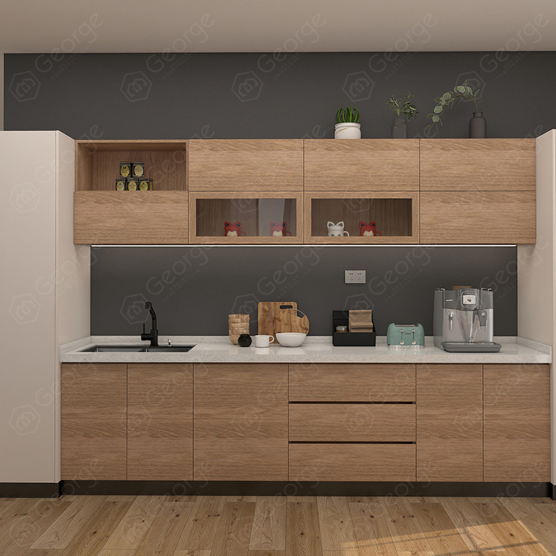 High-End Modern Kitchen Cabinets with Countertops Storage Kitchenware & Sink Faucet Hinge Drawer Basket-Acrylic Door Panel
