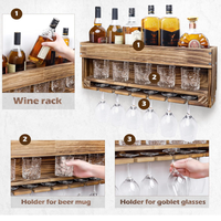 Porte-verres à vin en bois de luxe Porte-verres à vin et à whisky muraux