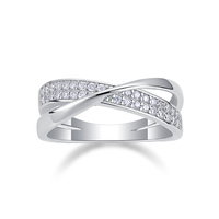 Bague tendance en argent sterling 925 de style hip-hop, forme en X, entièrement sertie de diamants en moissanite, éternité pour homme - pour mariage et fête