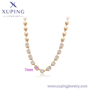 X000850676 XUPING Schmuck 18K Goldfarben Plattiert Voll Quadratische Synthetische Zirkonia Mode Damen Halskette - Product Image 5