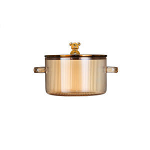 Hot-sales <span class=keywords><strong>Pot</strong></span> en verre ambré borosilicate de personnalisation de haute qualité avec poignée et couvercle casserole en verre - Product Image 6