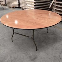 Table de banquet pliante ronde en bois d'ingénierie avec structure métallique, table de salle à manger pour événements, table pliante en bois massif, table de restaurant à louer