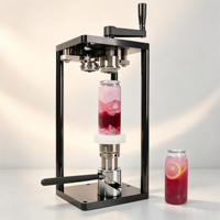 Machine à sceller les canettes manuelle à manivelle réglable pour canettes en plastique PET, idéale pour le thé aux bulles, les jus, le café et les boissons