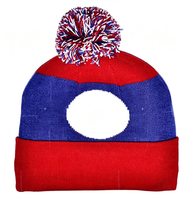 Nouveauté : Bonnet en tricot avec drapeau du Laos pour femmes et hommes, bonnet à pompon, bonnet d'hiver chaud, doux, extensible, pas cher, vente en gros personnalisée