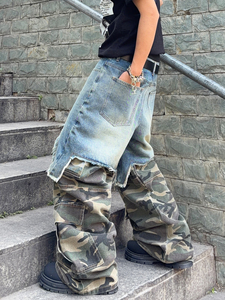 Jeans en denim baggy surdimensionnés pour hommes, coupe <span class=keywords><strong>large</strong></span>, délavés, personnalisables, vente en gros à prix abordable - Product Image 4