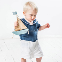 Ensemble Haut et Short Marin Premium Personnalisé pour Enfants – Tenue Décontractée de Marin pour Bébé Garçon