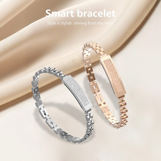 Real-time Heart Rate Sleep Tracking Blood Oxygen Monitor Stylish Wristband Jewelry for Ladies Daily Wear Android Compatible