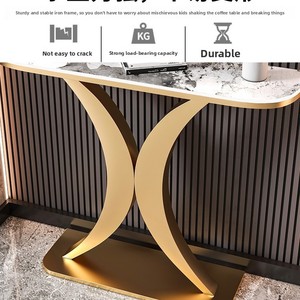 <span class=keywords><strong>Console</strong></span> d'entrée multifonctionnelle en métal et pierre de style italien, table d'appoint murale de luxe léger et minimaliste moderne - Product Image 4