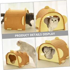 Cueva para Gatos Moderna y Sostenible, Absorbente de Sonido, de Fieltro, Plegable, Cerrada, con Diseño Impreso y Túnel de Juego Interior Acogedor - Product Image 5