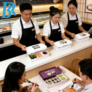 Caja de sushi de lujo personalizada, caja de embalaje para comida rápida, <span class=keywords><strong>cajas</strong></span> para llevar con insertos para vasos, caja para pescado, caja para tacos, caja para rollos de sushi - Product Image 6