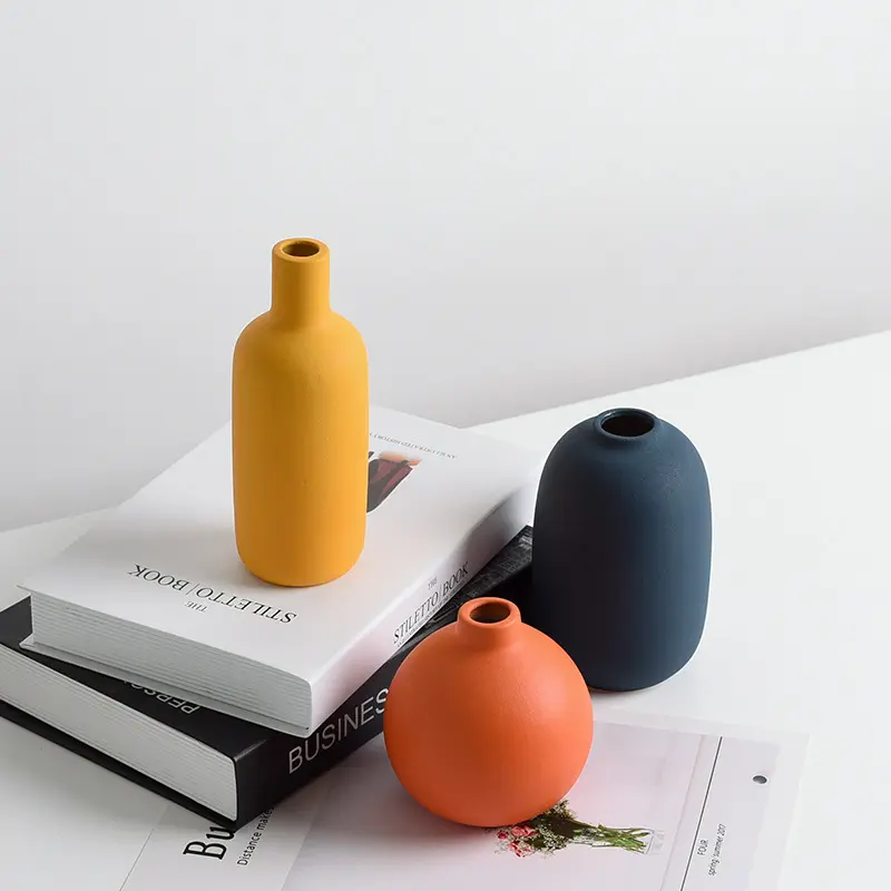 Luxus Wohnkultur Molandi Stil Keramik Vase für Anlage/Blume Orange Blume Vase