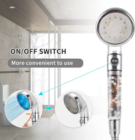 Ensemble de douche à main pour salle de bain moderne avec finition chromée écologique à LED 7 couleurs - Haute pression, économie d'eau, pomme de douche avec filtre transparent