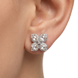 Bague de luxe en or blanc 18 carats avec diamant naturel taille rose, certifiée IGI, sertie halo, pavé quatre pétales, accent perles, cadeau pour femme - Product Image 4