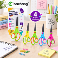 Ciseaux de bureau Bachang en acier inoxydable, lame tranchante, poignée confortable, outil de coupe coloré pour l'école, la maison et l'artisanat, emballage sous blister