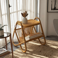 Petite table basse nordique moderne Design d'angle créatif avec meubles de ferme simples en rotin véritable durable pour salon