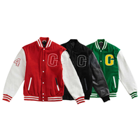 Blouson universitaire vintage personnalisé pour homme, style streetwear, brodé en chenille, avec manches en cuir vierges