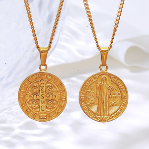 Medalla Religiosa de Protección de <span class=keywords><strong>San</strong></span> <span class=keywords><strong>Benito</strong></span> en Oro de 18k, Colgante de Joyería Griega, Colgantes de <span class=keywords><strong>Cruz</strong></span>, Collar con Colgante de <span class=keywords><strong>San</strong></span> <span class=keywords><strong>Benito</strong></span> Católico - Product Image 1